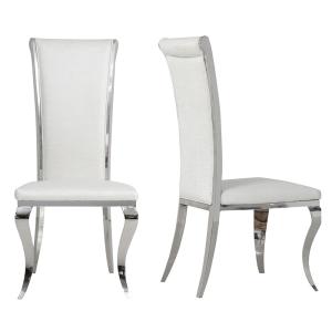 Quality White Leather SS Dining Chairs Apartment Stainless Steel Metal Furniture wholesale