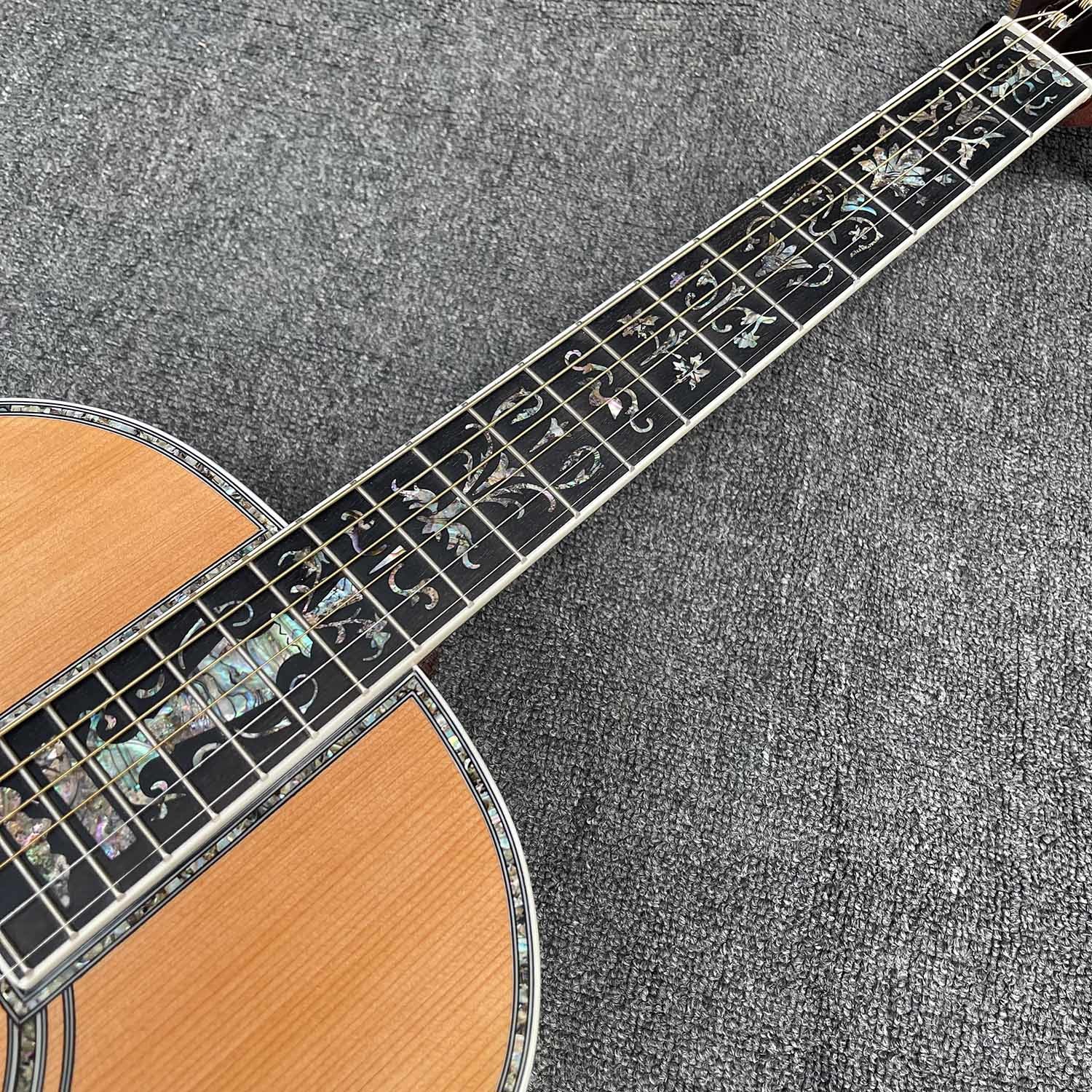 Custom 39 inch OOO body abalone binding slotted headstock cedar acoustic guitar