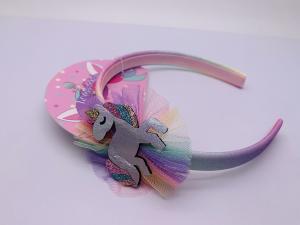 Quality Polyester Girls Unicorn Hair Band , Toddler Rainbow Hair Accessories wholesale