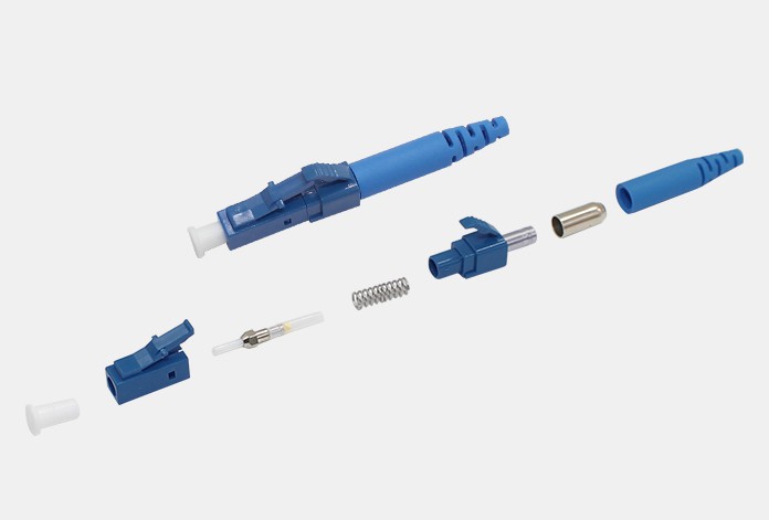 Compact Fiber LC Connector Blue For Telecommunications Networks