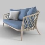 Aluminum Woven Rope Loveseat Patio Lounge Outdoor Sofa Set