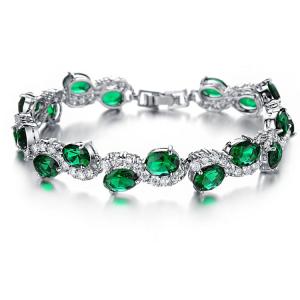 Quality Women Platinum Plated Green Cubic Zirconia Bracelet Wedding Jewelry(JDS924GREEN) wholesale