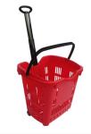 Movable Supermarket Shopping Trolley On Wheels Aluminum Alloy Pull Rod