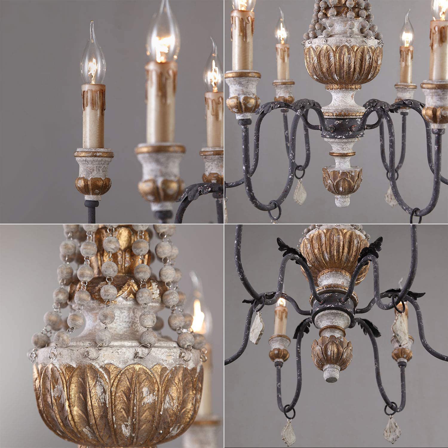 Wood chandeliers lighting french bedroom suspended lights(WH-CI-118)