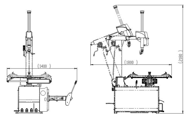 1040mm Tire Changing Equipment For Tubeless Tire And Run Flat Tire