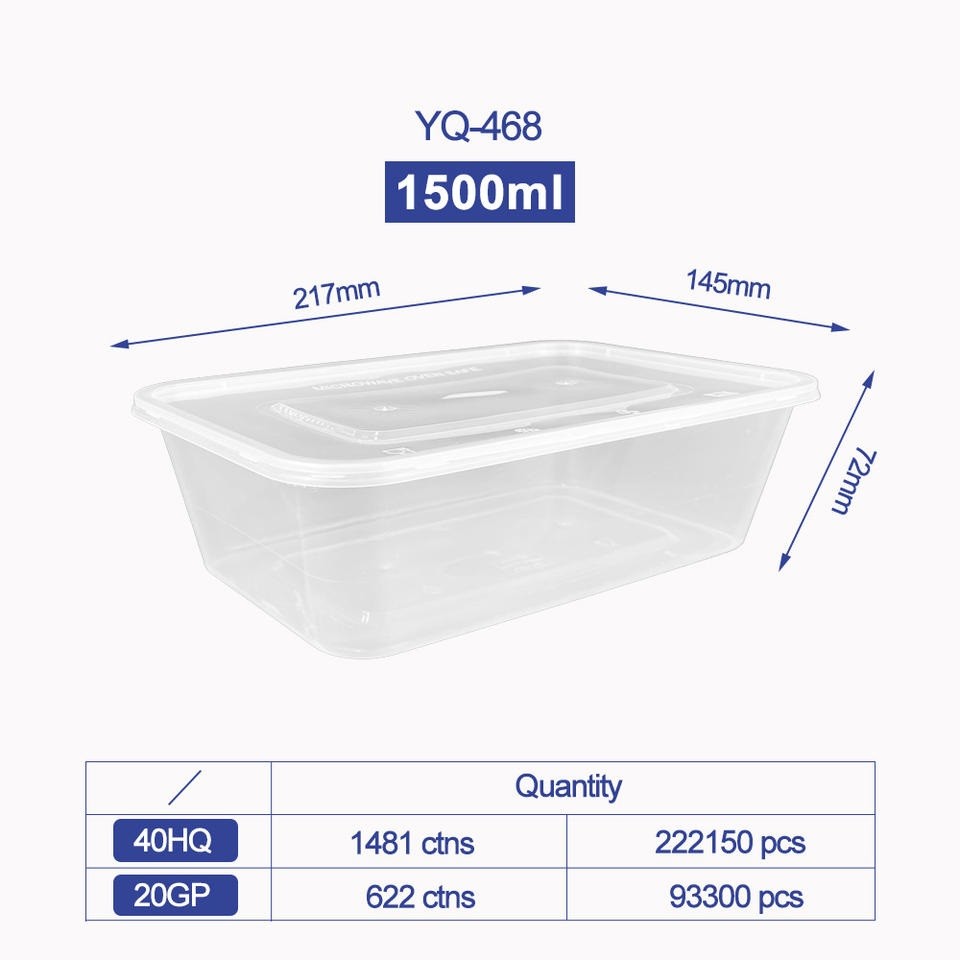Disposable Microwave Safe PP Injection Restaurant Take Away Container Camping Food Container Meal Bento Box With Lid
