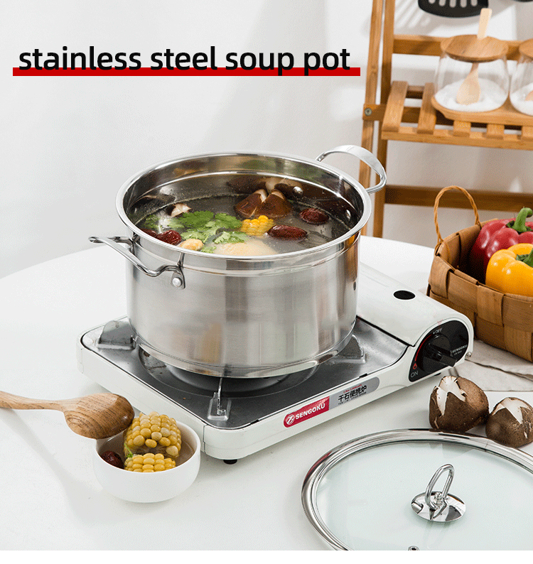 Amazon Top Seller Stainless Steel Food Soup Pot Cooking Pot With Glass Lid
