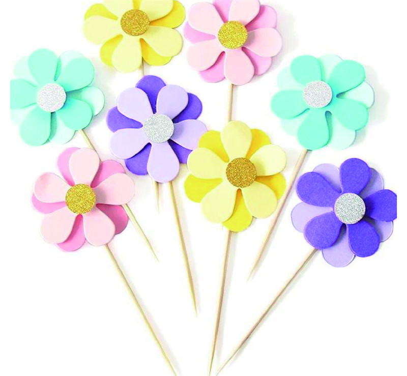 Cake Insert Decoration Paper Cupcake Topper For Wedding Happy Birthday