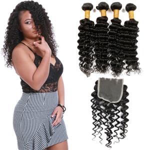 Quality Natural Black Virgin Brazilian Hair Extensions , 4 Bundles Of Brazilian Hair wholesale
