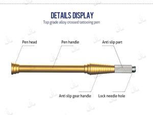 Quality CE Safe Permanent Makeup Manual Tattoo Pen Gold Stainless Tattoo Eyebrow Pen wholesale