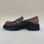 Microfiber Brown Platform Loafers Women Casual Leather Platform Loafers