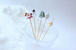 Hot Sale Handmade Bamboo Cocktail Picks Fancy Colorful Rose Picks for Wedding