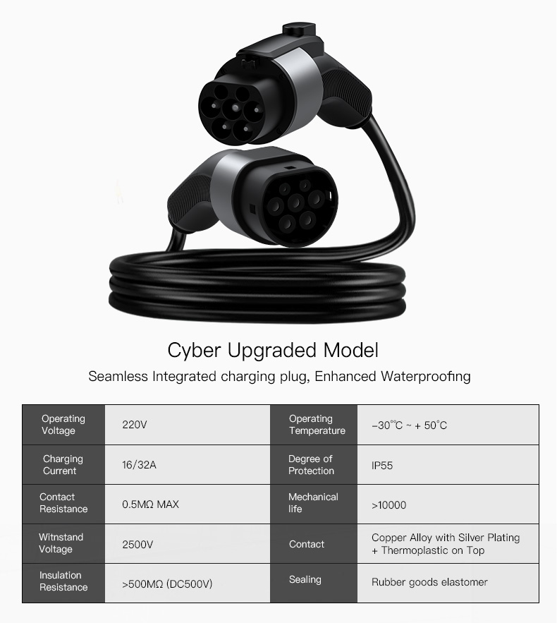 European Standard Type2 GBT EV Charging Cable 5M 3.5KW 7KW 11KW 22KW for Commercial Charger Station