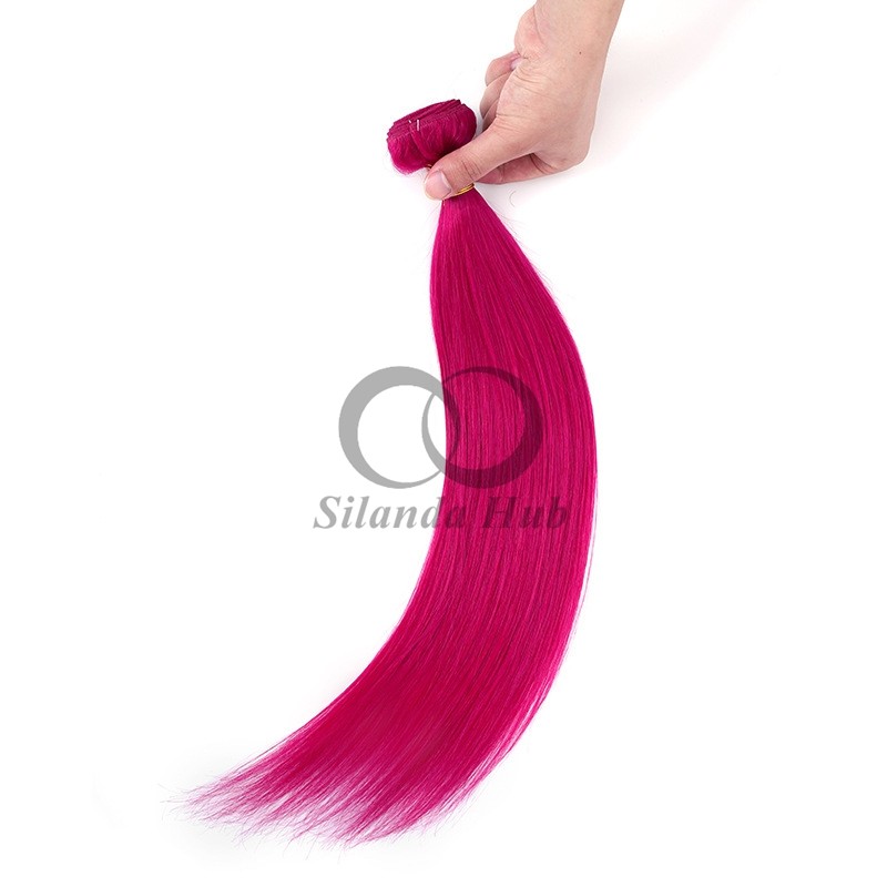 Rose Red Straight Remy Human Hair Bundles Sew In Weave Bundles Brazilian Bundle Deals