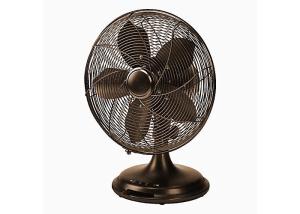 Quality Oil Rubbed Bronze Metal Desk Fan Aluminum Motor 4 Blade / Retro Electric Fan wholesale