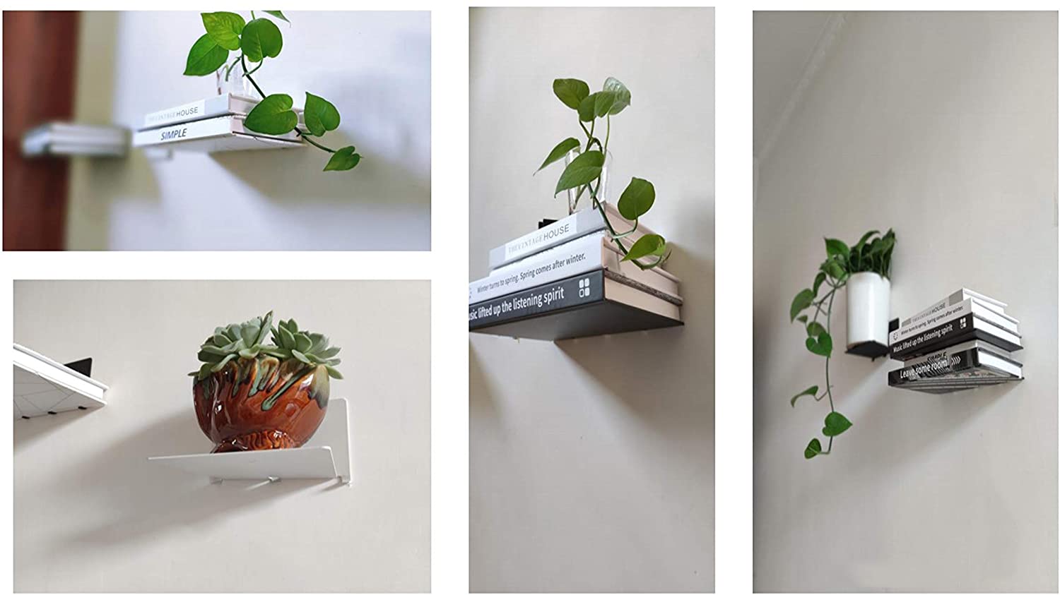 ISO9001 Rohs CE Wall Mounted Book Shelf for Hanging Books in Bedroom Bathroom Kitchen