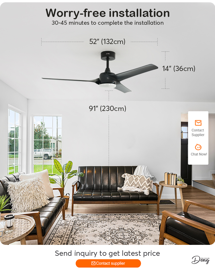 High Airflow LED Ceiling Fan 220V Simple Design with Remote Control and Light Source
