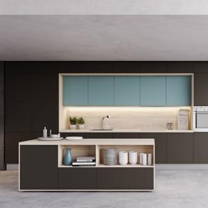 Quality Waterproof PVC Kitchen Cabinets Artificial Stone Countertop With Island wholesale