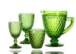 Solid Green 14cm Coloured Whisky Glasses , 350ml Embossed Wine Glasses