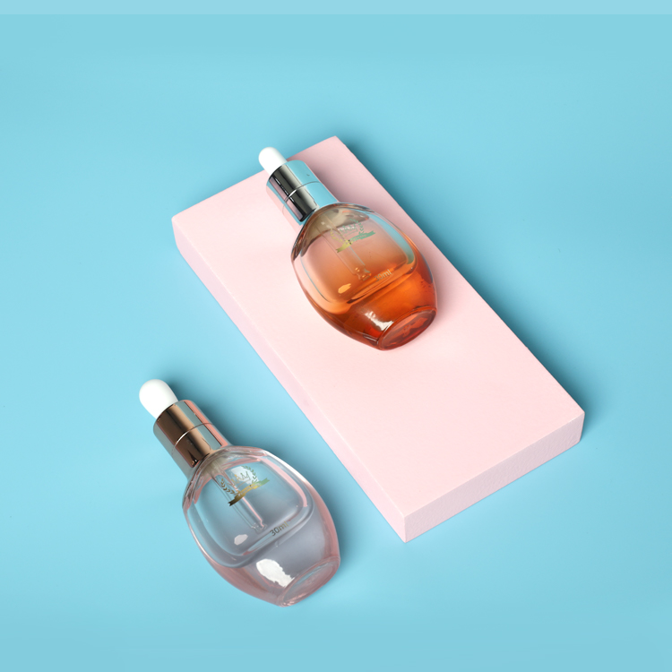 Luxury Empty 30ml Clear Dropper Bottles Logo Print Cosmetic Packaging
