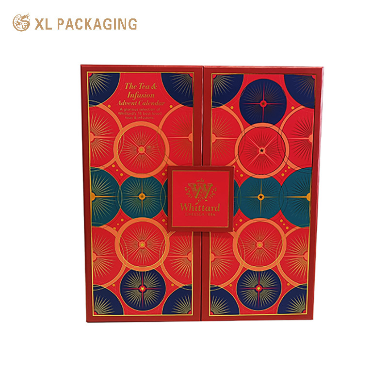 OEM 24 Drawer Advent Calendar Box Tea Bag Hot Chocolate Bag Hot Coffee Calendar Paper Box For Gift