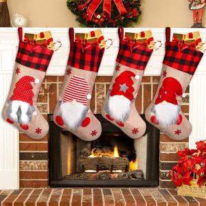 Quality Christmas Stockings Unique 3D Gnomes Stockings Santa Claus Fireplace Hanging Stockings for Christmas Holiday Ornaments wholesale