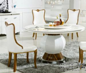 Quality luxury dining room 8 persons round marble table with Lazy Susan furniture wholesale