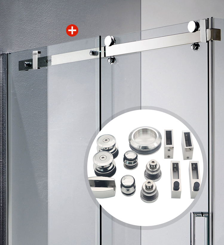 8-12mm Framless Glass Door Sliding Mirror Barn Door Kit for Hotel Bathroom and Closet