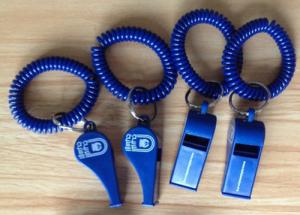 Quality Popular Sales Blue Plastic Wristband Coiled Holder Custom Imprinted Whistle wholesale