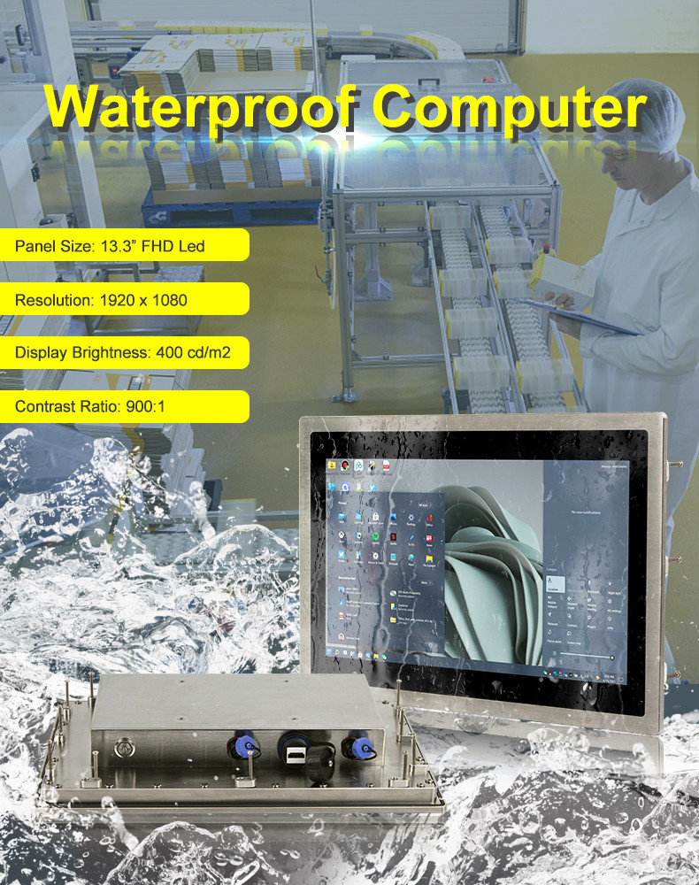 13.3 Inch Touch Screen Panel PC 6th Gen I3-6100U CPU Waterproof