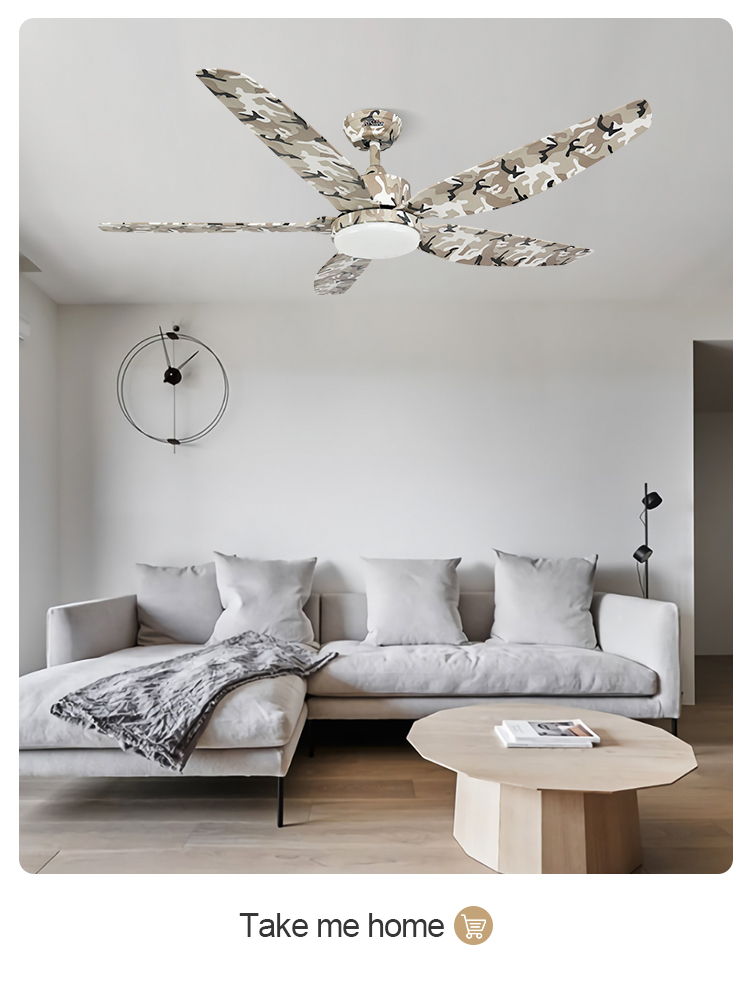 56 Inch Ceiling Fan with Dimmable LED Lighting and 5 ABS Plastic Blades from 1stshine