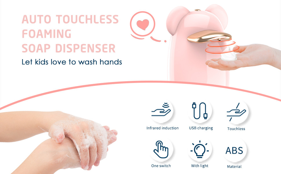 Kids Rechargeable Hand Soap Dispenser 200ML PETG Plastic
