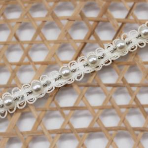 Quality KJ20020 Crochet Braided Pearl Ribbon Trim 10mm wholesale