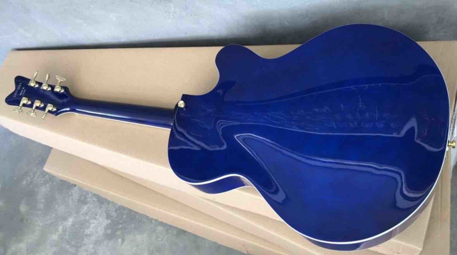 Wholesale New Arrival Left Handed Guitar Jazz 6 String Electric Guitar Semi Hollow Body In Blue