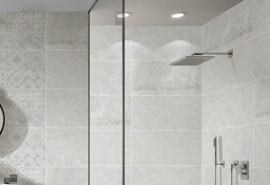Light Grey Wall Glazed Porcelain Stoneware Tile 400*800mm Size Indoor