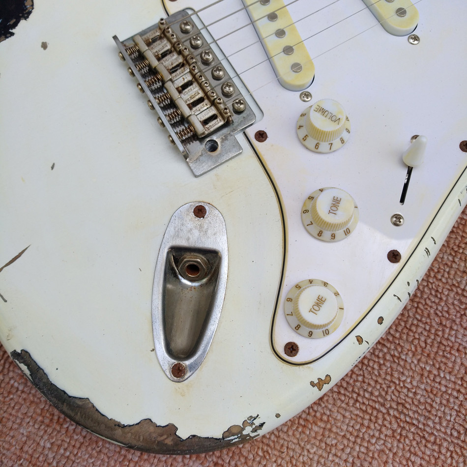 New style high quality relic remains ST electric guitar, handmade ST aged relic electric guitar