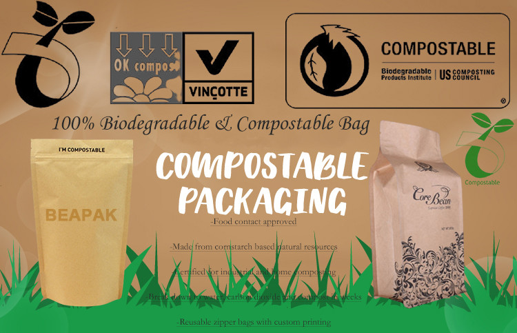 PBAT 50 Microns Food Biodegradable Coffee Bags