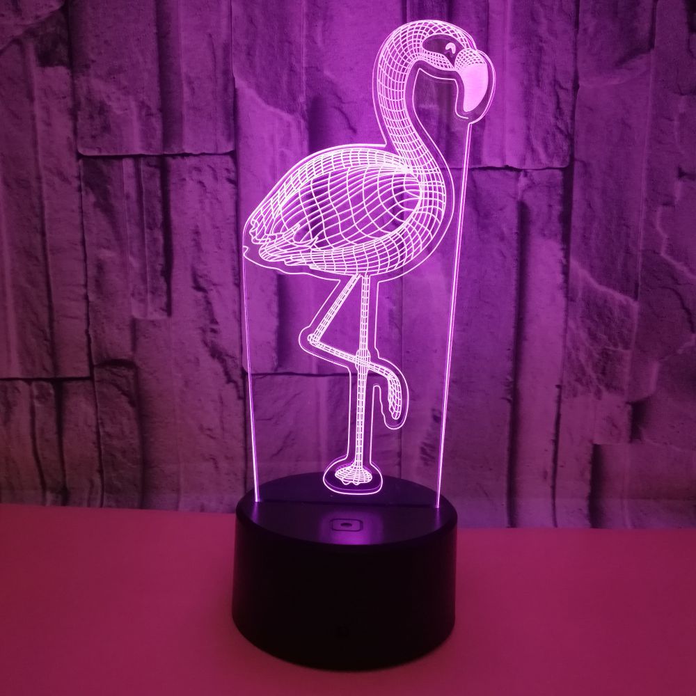 African animals custom OEM words Flamingo Colorful Visual night Light USB 3D LED  Light Illusion Stereo Light
