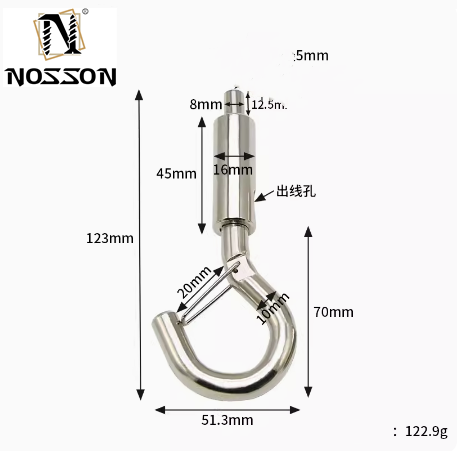 Metric Measurement System Zinc Finish Ceiling Hang Buckle with J-Iron Nickel-Plated Steel Wire and Thread Security Hook