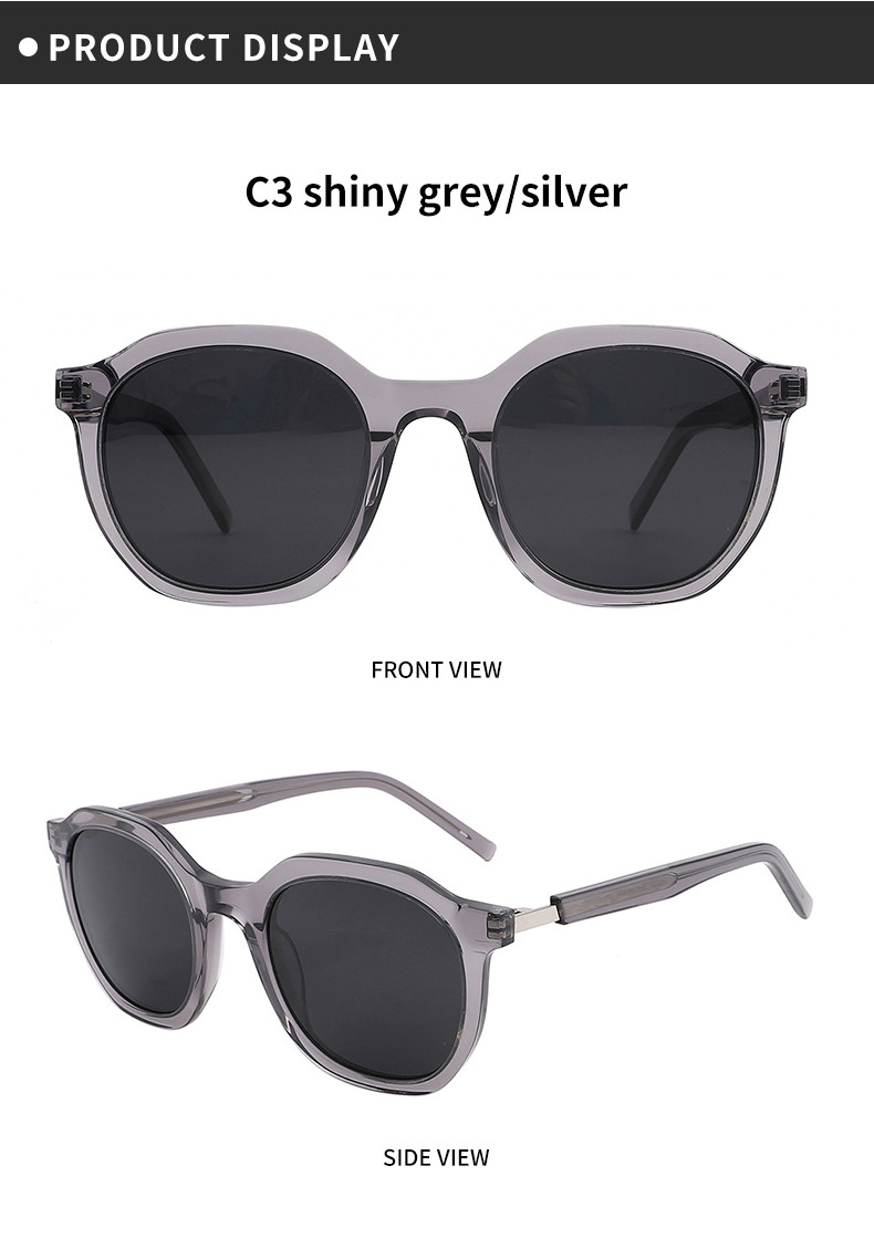 Round Acetate Material Sunglasses , Women UV400 Light Weight Sunglasses