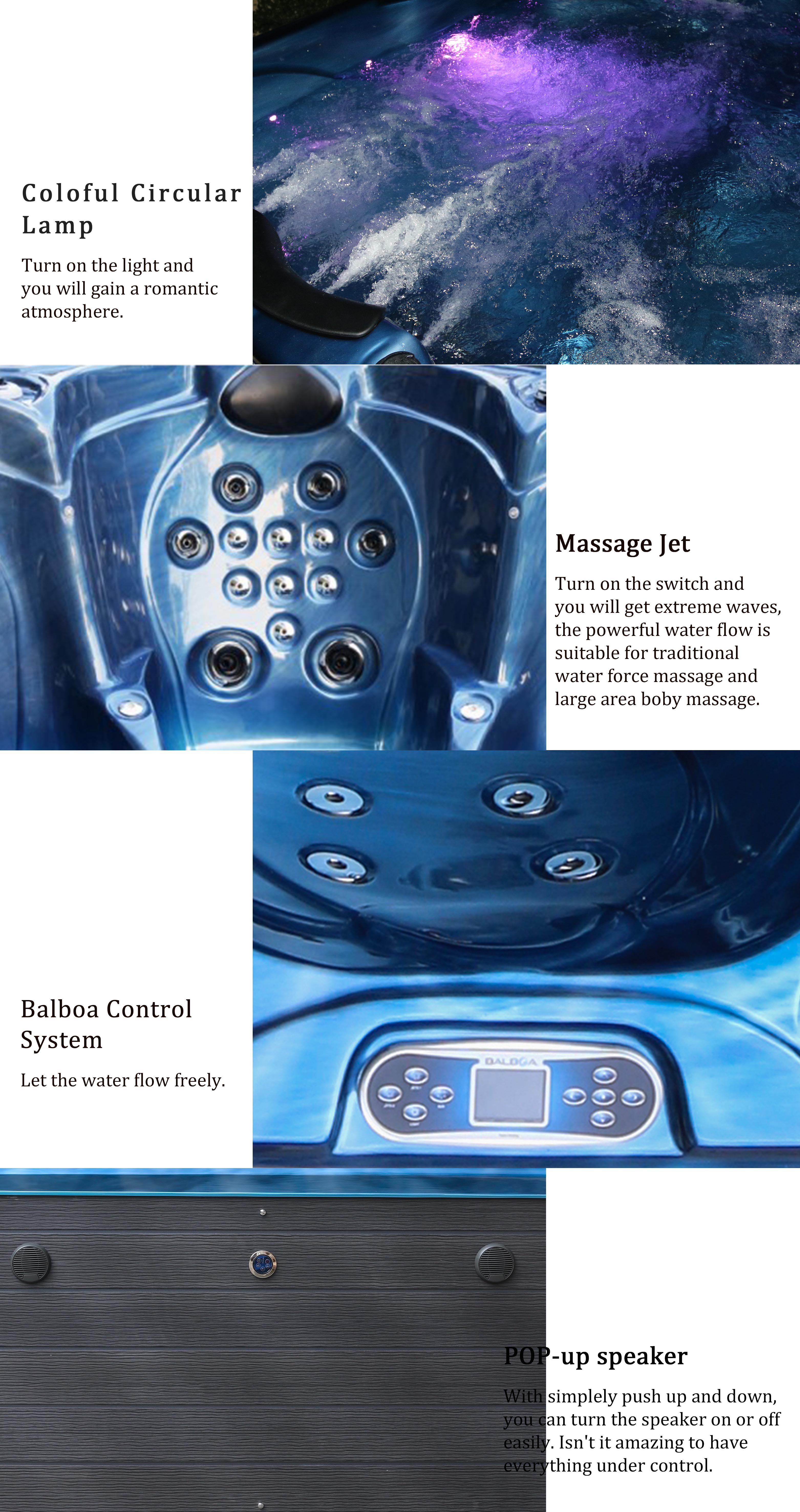 Luxury Acrylic Large Whirlpool Massage Bathtub Outdoor Spa Hot Tubs