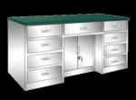 9 Drawers Stainless Steel Medical Table Worktable 1600x700x800mm Size