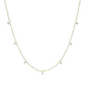 Quality 18K 14K 10K Solid Gold Round Cut Bezel Necklace with Lab Grown Diamond CVD Clarity wholesale