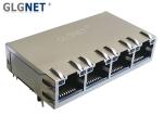 1X4 Ports Tab Up Rj45 POE Magjack 15U" Gold Plating Hubs 8P8C Jack