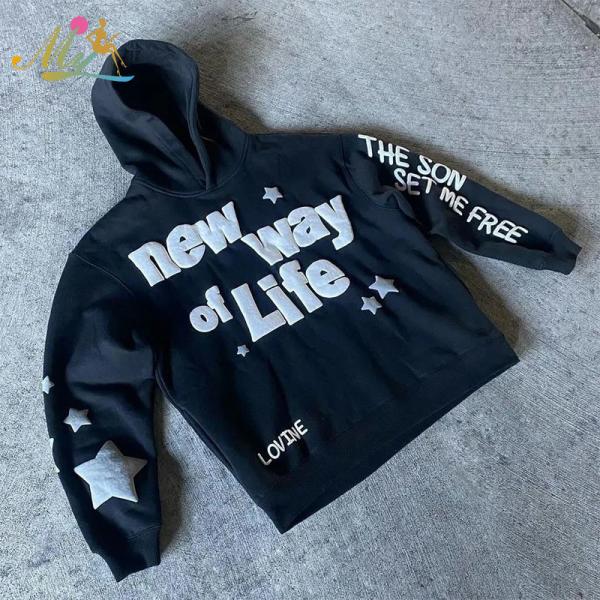 Custom Manufacturer 3d Puff Printing Hoodie Pullover Cotton Fleece Heavyweight