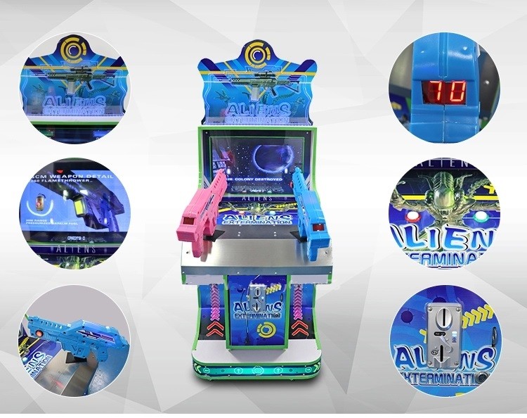 42'' Lcd Aliens Indoor Shooting Arcade Machine Coin Operated Two Players