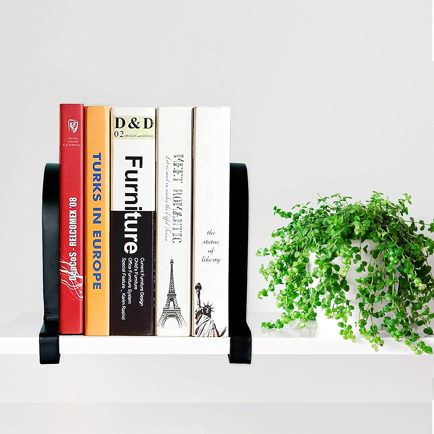 Iron Heavy-Duty Clamped Book Ends for Shelves Non-Skid Book Stoppers Supports Brackets
