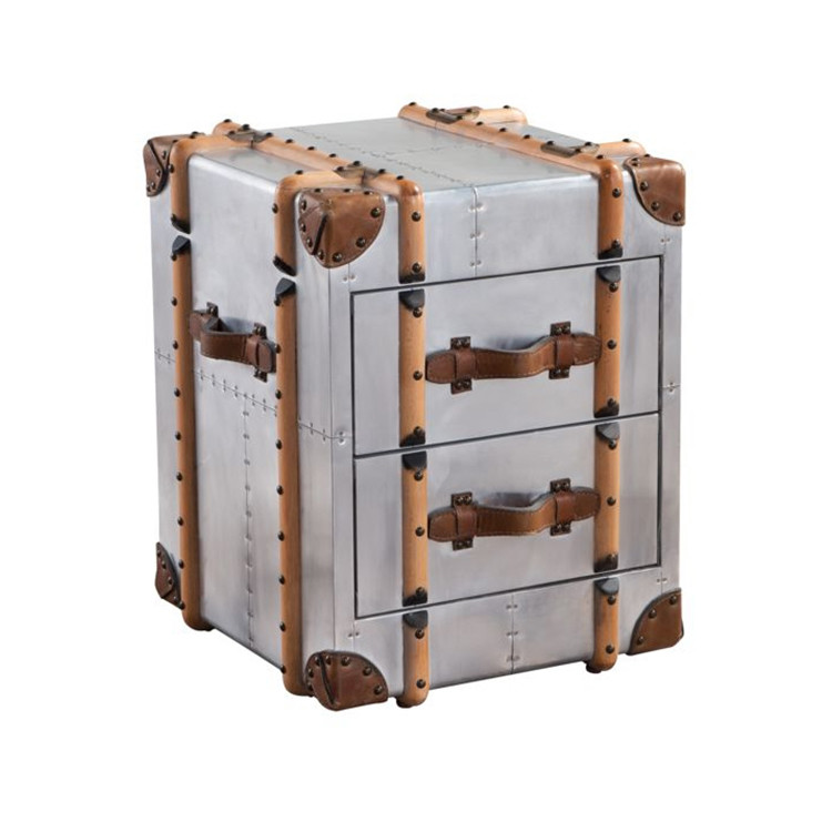 Small Decorative Aluminum Storage Trunks With Drawers and Rattan