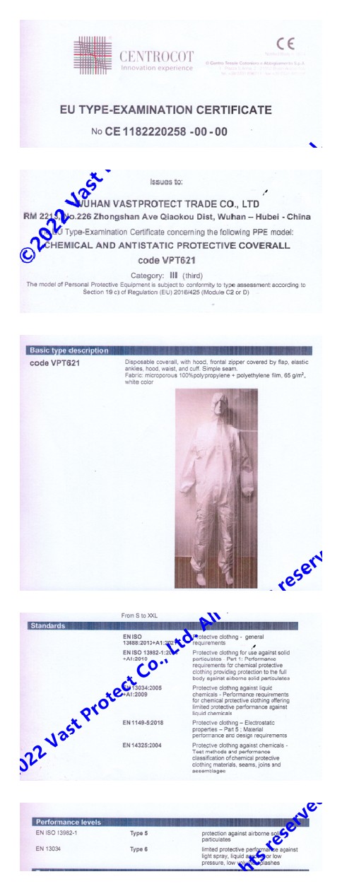 Disposable Non Woven Coverall With Breathable Anti Static Fabric EN1149 Standard
