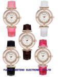 Fashion design wrist watch with colorful pu leather strap and diamond inset dial